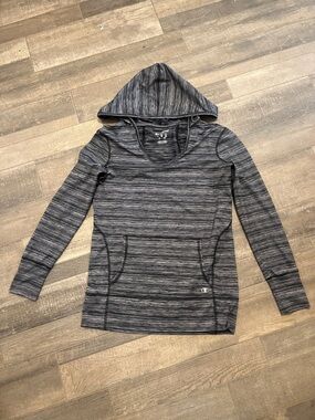 Champion Women's Black & Gray Space-Dye Hooded Pullover